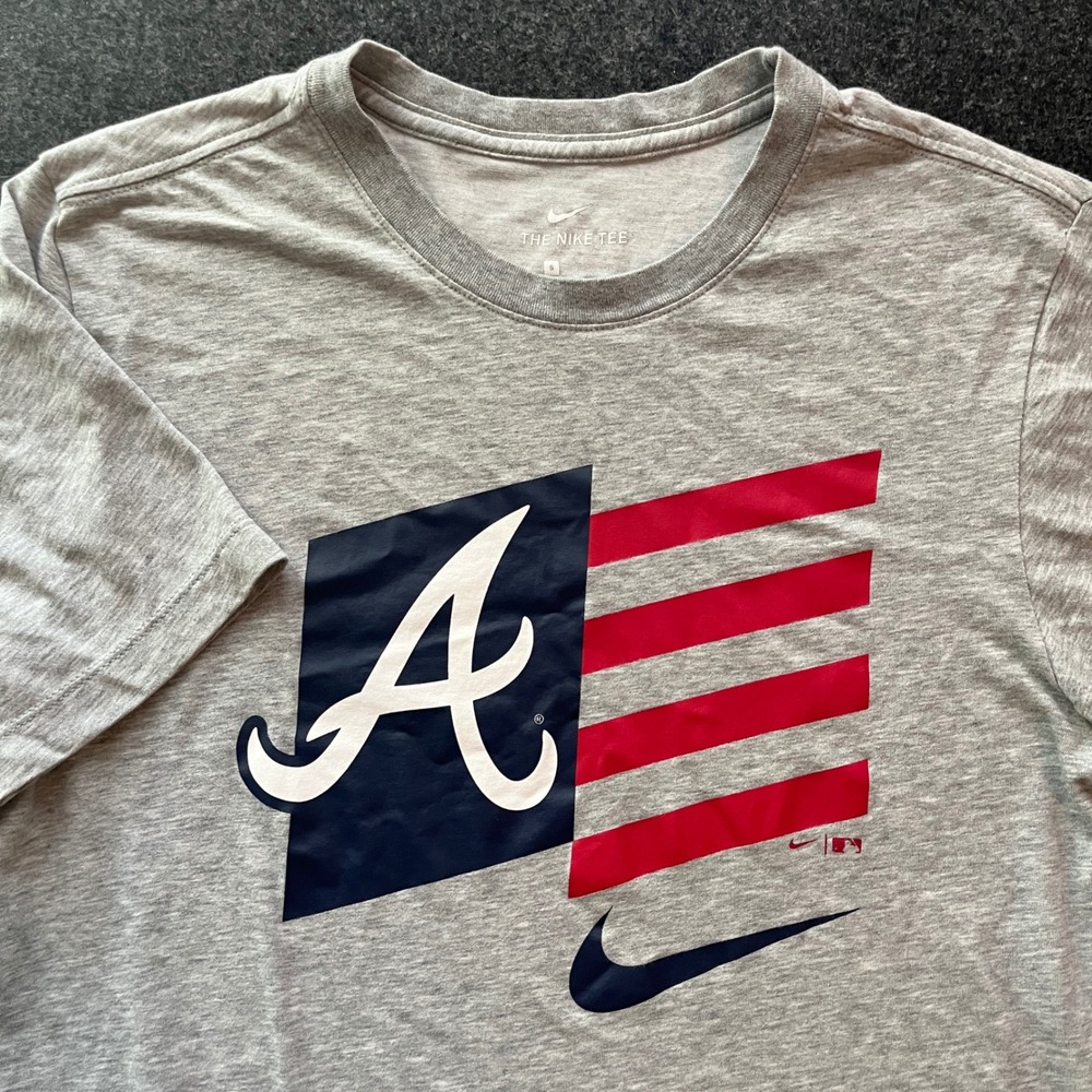 Nike Atlanta Braves T-Shirt Mens Small Grey Excellent Dri-FIT MLB BV1919-060